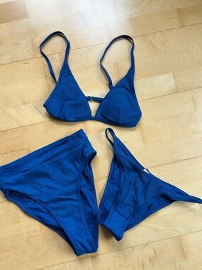 L*SPACE Blue Ribbed Bikini Set - Two Piece Swimwear